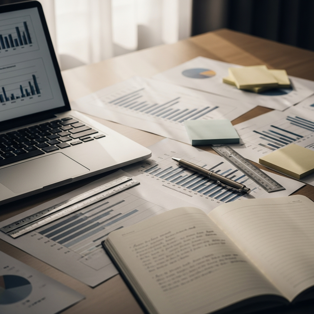 Strategic analysis charts on a desk
