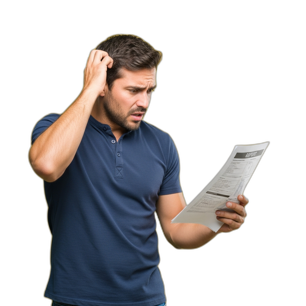 Confused business owner looking at an SEO report
