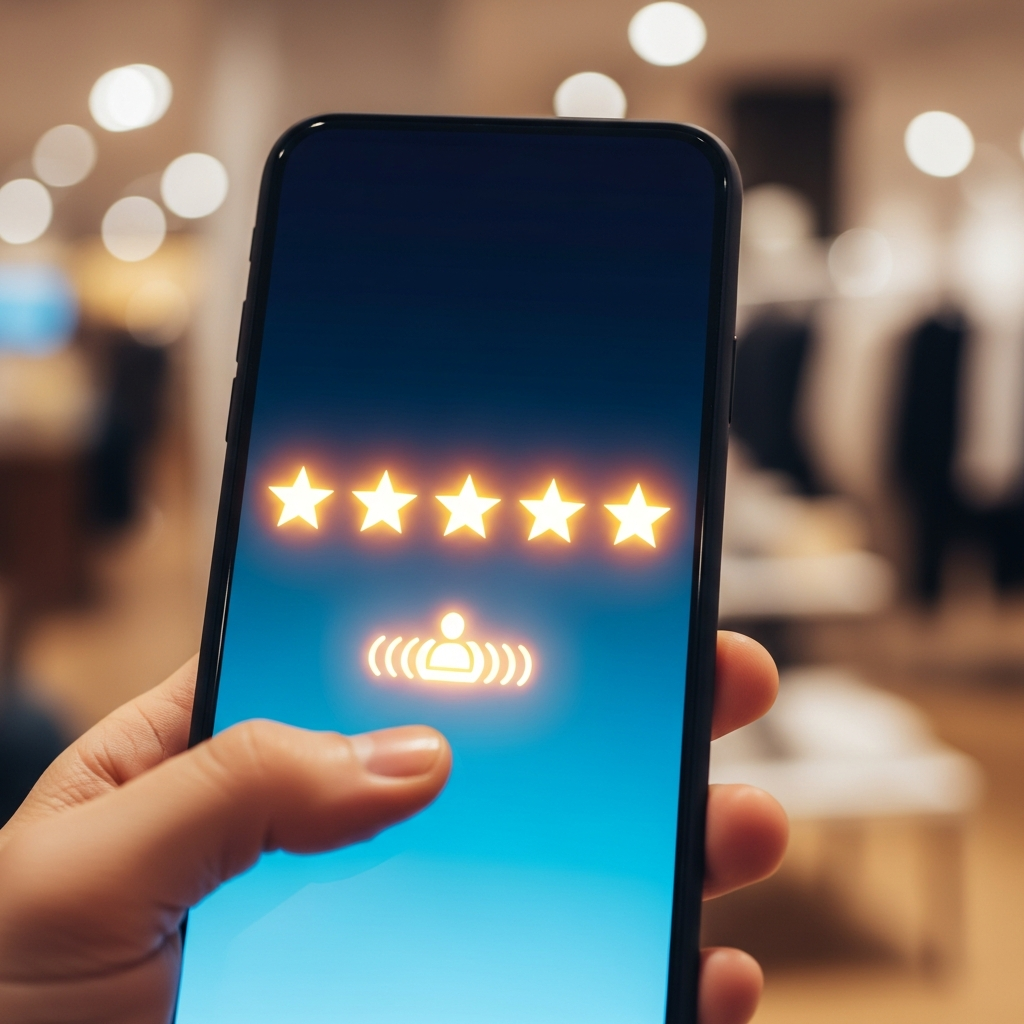 Five-star customer review on smartphone